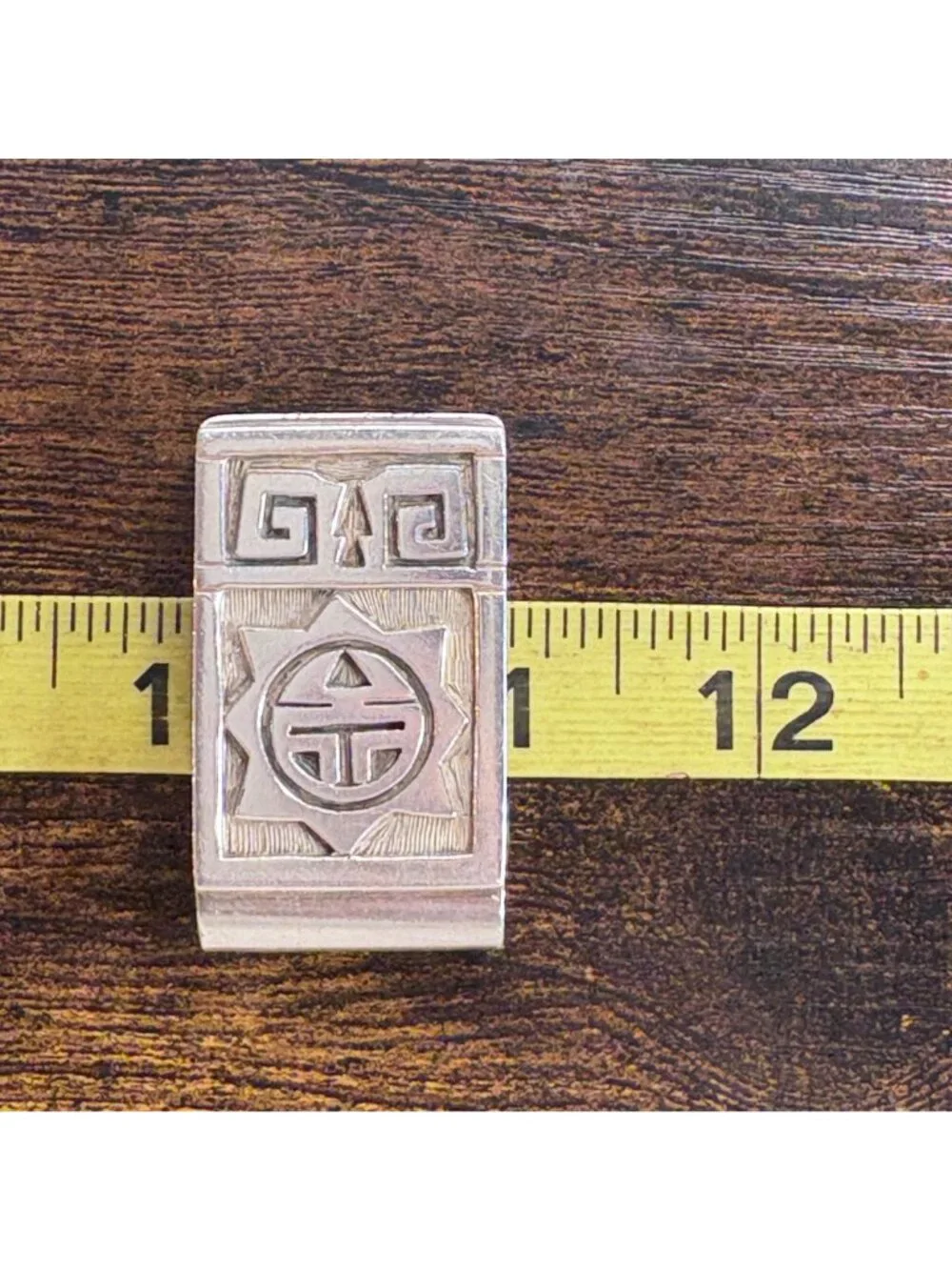 Aztec Design Money Clip Sterling Silver 925 Size 2